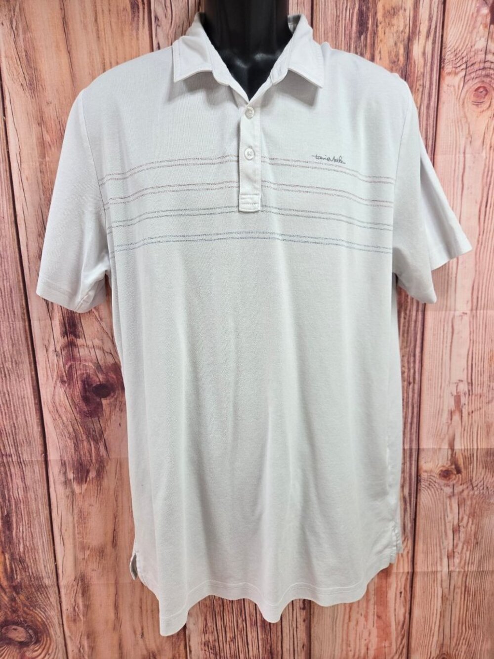 Travis Mathew Mens White Polo Shirt XXL Striped Comfortable Casual Golf Tee